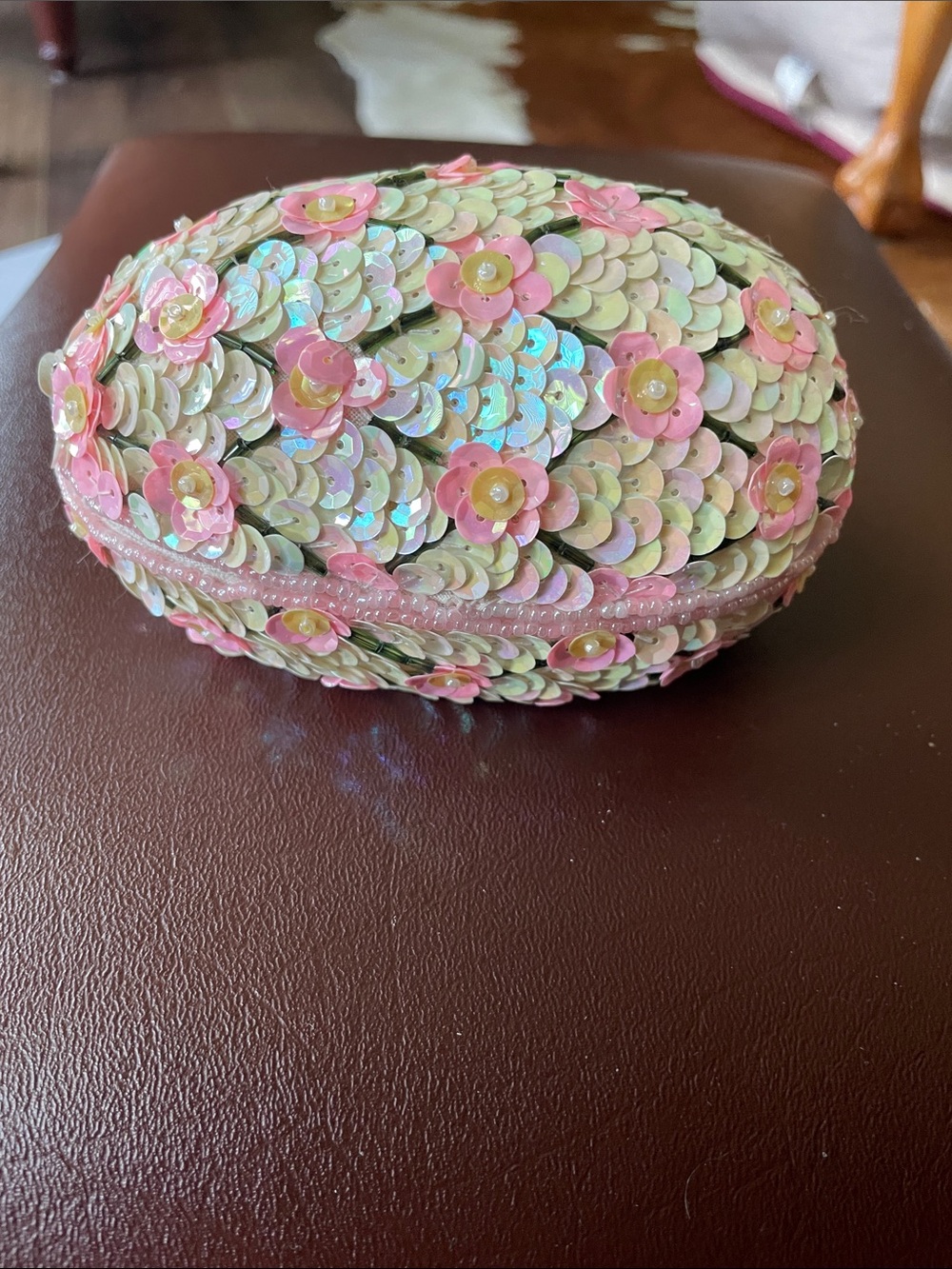 VTG  GAC Sequin Easter Egg trinket box